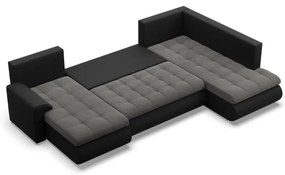 Sedacia súprava FORESTA v tvare U, pravá tmavosivá / čierna