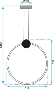 Toolight Toolight, LED stropné svietidlo 50cm 23W 4000K APP1398-CP. čierna, OSW-00956