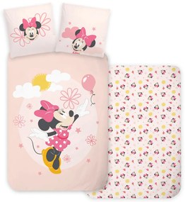 DETSKÉ POSTEĽNÉ OBLIEČKY MINNIE 100X135 CM, 1 KS 40X60 CM VZOROVANÉ