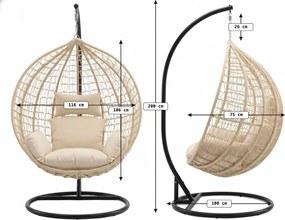 Závesné kreslo KOKON so stojanom, béžové