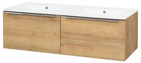 Mereo, Mereo Mailo, kúpeľňová skrinka s keramickým umývadlom 121 cm, dub Riviera, chróm madlo, MER-CN528