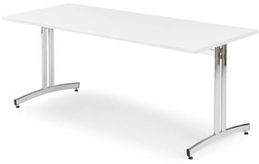 Jedálenský stôl SANNA, 1800x800 mm, biely, chrómová podnož