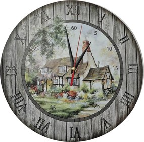 SENTOP | Hodiny na stenu z dreva,  nástenné hodiny vintage I SENTOP HDFK003 fi 30 cm analógové