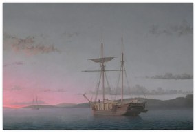 Obraz - Fitz Henry Lane, Lumber Schooners at Evening on Penobscot Bay, reprodukcia (90x60 cm)