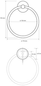 Sapho Sapho, X-ROUND BLACK držiak uterákov kruh, čierna, XR411B