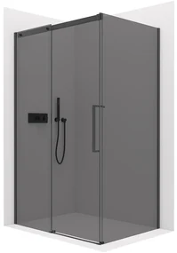 CERANO - Sprchovací kút Lantono L/P - 8 mm - čierna matná, grafitové sklo - 110x90 cm - posuvný, CER-CER-8050BD7517
