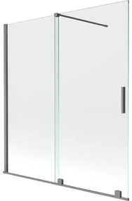Mexen Velar, 2-krídlová posuvná vaňová zástena 150 x 150 cm, 8mm číre sklo, brúsený grafit, 896-150-000-01-95