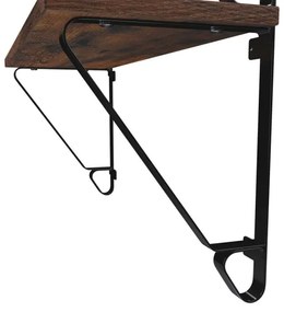 Sada 2x nástenných políc SHELFY hnedá/čierna