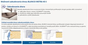 Blanco Metra 45 S, silgranitový drez 780x500x190 mm, 1-komorový, jemná biela, BLA-527106