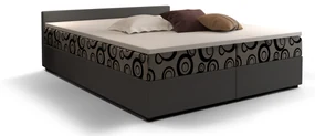 Manželská posteľ  Boxspring 140 cm Ceren (vzor + tmavosivá) (s matracom a úložným priestorom). Vlastná spoľahlivá doprava až k Vám domov. 1046413