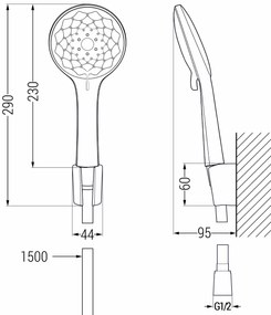 Mexen Sabre R74 vaňová batéria so sprchovým setom, chróm - 7213R74-00