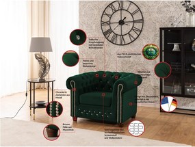 Zelené zamatové kreslo chesterfield York Blik – Ropez