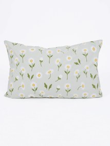 Bavlnená obliečka na vankúš Renforcé 50 × 70 cm - Sedmokrásky sivozelené/biele