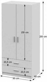 Šatníková skriňa Izetta Typ 5 (biela). Vlastná spoľahlivá doprava až k Vám domov. 1006206
