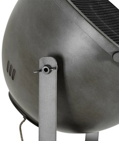 Priemyselná stojaca lampa trojnožka oceľ s dreveným sklonom - Emado