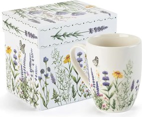 Porcelánový hrnček LEVANDUĽA A MOTÝLI v darčekovej krabičke 350 ml