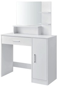 Moderný biely kozmetický toaletný stolík so zrkadlom