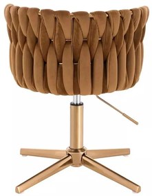LuxuryForm DESIGN Stolička LYON VELUR na zlatom kríži - medová