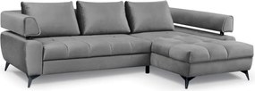 Rohová sedacia súprava Paris, stredne šedá látka, pravý roh