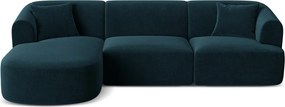 Zamatová rohová pohovka v petrolejovej farbe (ľavý roh/s leňoškou) Campi – Cosmopolitan Design