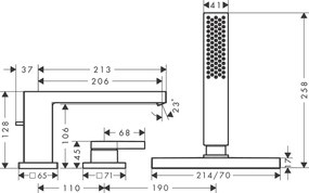 Hansgrohe Tecturis E, 3-otvorová batéria na okraj vane, kartáčovaný bronz, HAN-73443140
