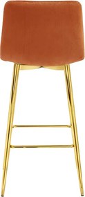 Barová stolička ARCETO zamatová, medená / zlatá