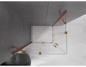 Mexen Velar Duo, sprchový kút s posuvnými dverami 90(dvere) x 80(dvere) cm, 8mm číre sklo, ružové zlato profil, 871-090-080-02-60