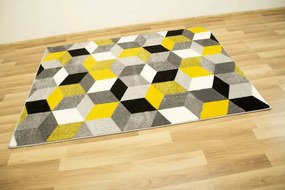 Koberec Sumatra E219 Romby Cubes žltý / sivý / krémový
