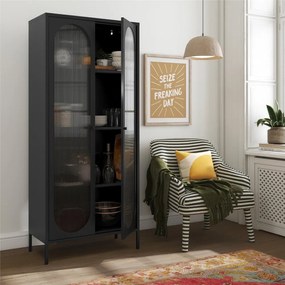 Čierna kovová vitrína 80x186x40 cm Luna – Støraa