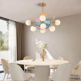 Brilagi - Luster na tyči BALMO 8xG9/9W/230V pr. 60 cm zlatá/modrá/ružová