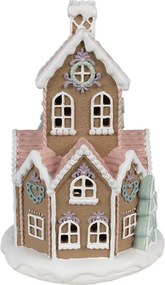 Hnedá svietiaca perníková chalúpka Gingerbread House - Ø 14*22 cm / 3*AAA