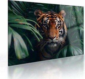 Sklenený obraz - Portrét tigra v džungli (70x50 cm)
