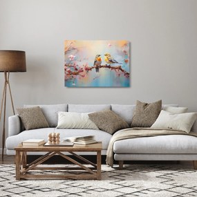 Sklenený obraz - Zamilovaní vtáčiky (70x50 cm)