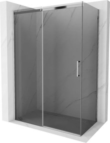Mexen Omega, sprchovací kút s posuvnými dverami 140 (dvere) x 80 (stena) cm, 8mm sklo, chrómový profil-šedé sklo, 825-140-080-01-40