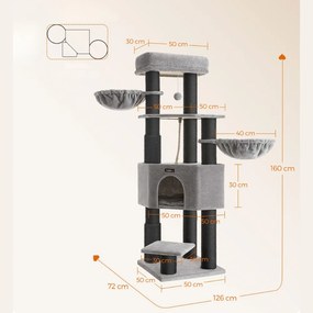 Mačací strom ONYX, 50x50x160cm, šedá/čierna Feandrea