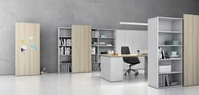 Kancelárska spisová skriňa BLOCK, 4× dvere, 1600 × 400 × 1748 mm, biela