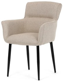 Židle jídelní, snadno čistitelná krémová látka, černý matný lak, kovové nohy