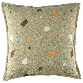 Zelený detský pohovkový vankúš z textílie buklé/ženilkový Terrazzo Block – Wigiwama