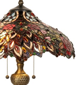 Luxusná lampa Tiffany stolová PÁV metal base Ø43*58