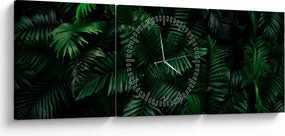 Obraz - Tropické papradie (s hodinami) (90x30 cm)