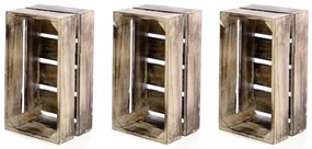 Divero 54862 Sada 3 ks Drevená debnička VINTAGE Divero hnedá - 51 x 36 x 23 cm