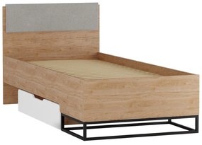Jednolôžková posteľ s úložným priestorom Irawadi IA05, Farby: hikora/biela matná + Samoa 11