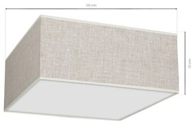 Stropné svietidlo Lino Square, 1x ľanové tienidlo, (biele plexisklo), (50cm)