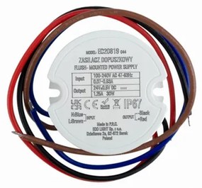 ECOLIGHT Zásuvný zdroj 24V - 30W - 1,25A - IP67 vodeodolný pre LED pásik