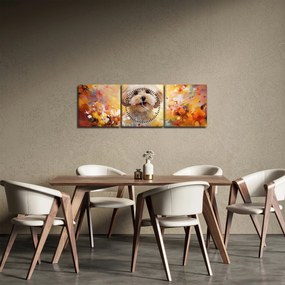 Obraz - Šťastný pes (s hodinami) (90x30 cm)