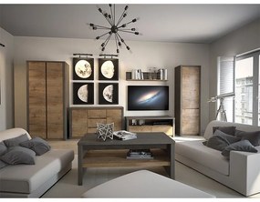 Kondela Vitrína, 50cm, dub lefkas tmavý, smooth sivý, MONTANA W1D