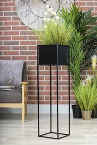 KOVOVÝ KVETINÁČ SO STOJANOM PLAIN 90X24 CM ČIERNA