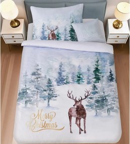 3 dielne 3D obliečky Polycotton Vianočné Jeleň 200x140cm+90x70cm
