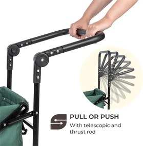 Waldbeck Easy Rider, ťahací vozík, do 70 kg, teleskopická tyč, sklopný, zelený