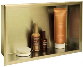 Rea Rea, oceľová kúpeľňová polička 45x30 cm, zlatá matná, REA-05607